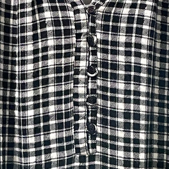 (NEW) TOLANI Flannel & Velvet BOHO Button Down Blouse, Black/White/Multi - 3 X - Picture 4 of 16